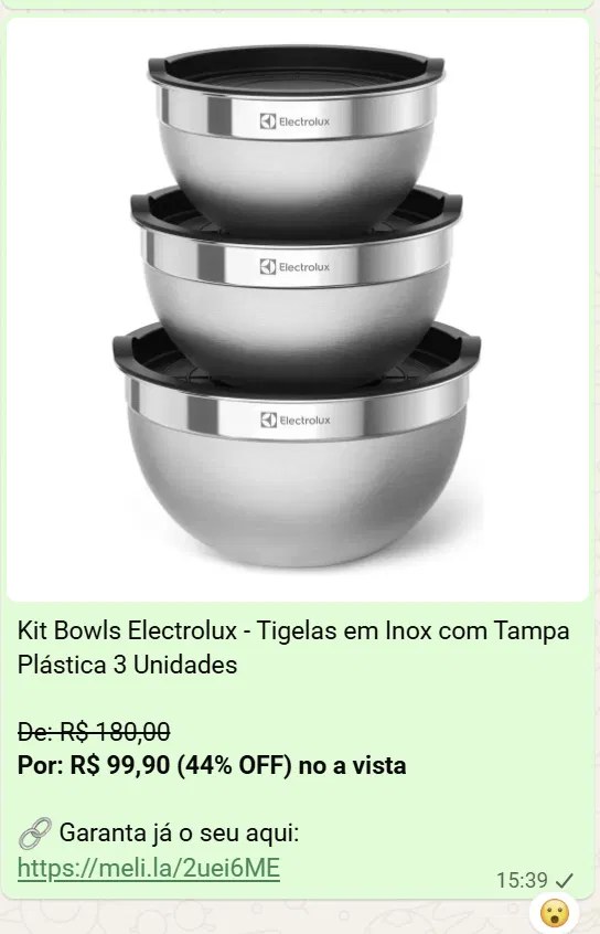 Print do grupo: Kit de bowls Electrolux com 44% de desconto